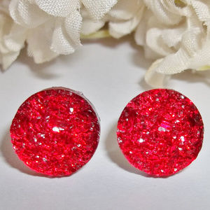 Earrings Red Post Back Dressy Woman Jewelry 3843
